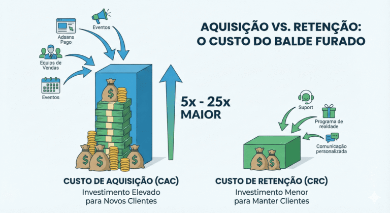 Custo de aquisição vs. retenção: a diferença que ninguém quer ver no ciclo de vida do cliente